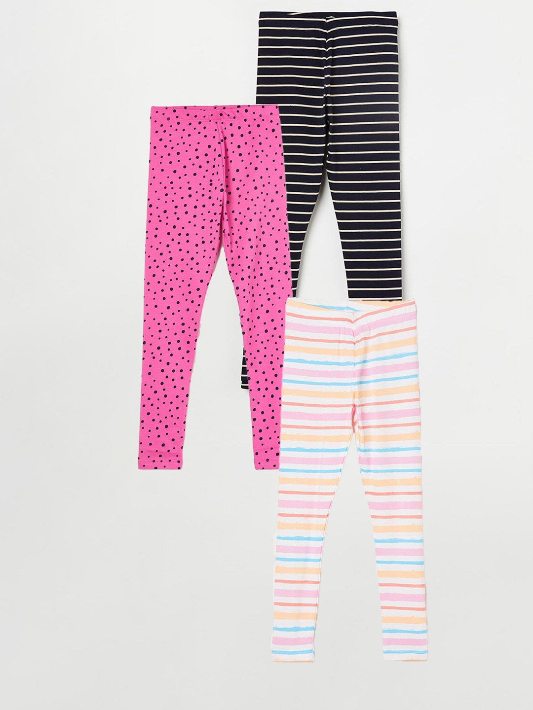 

Fame Forever by Lifestyle Girls Pack Of 3 Printed Cotton Leggings, White
