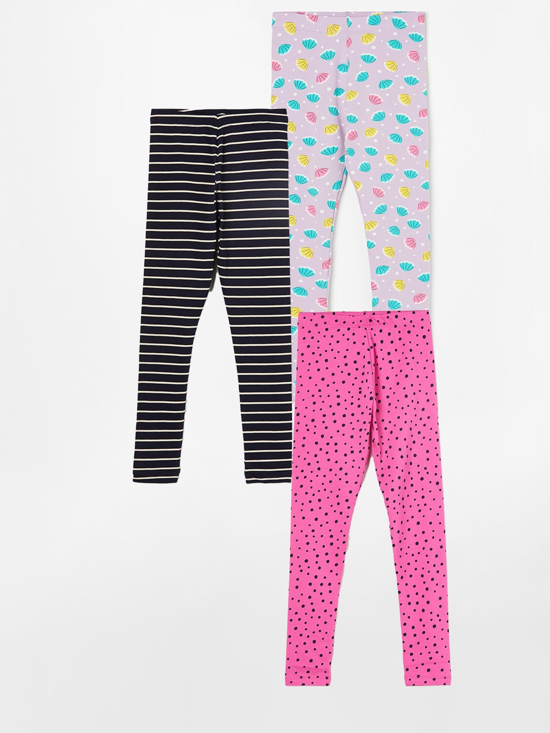 

Fame Forever by Lifestyle Girls Pack Of 3 Printed Cotton Leggings, Pink