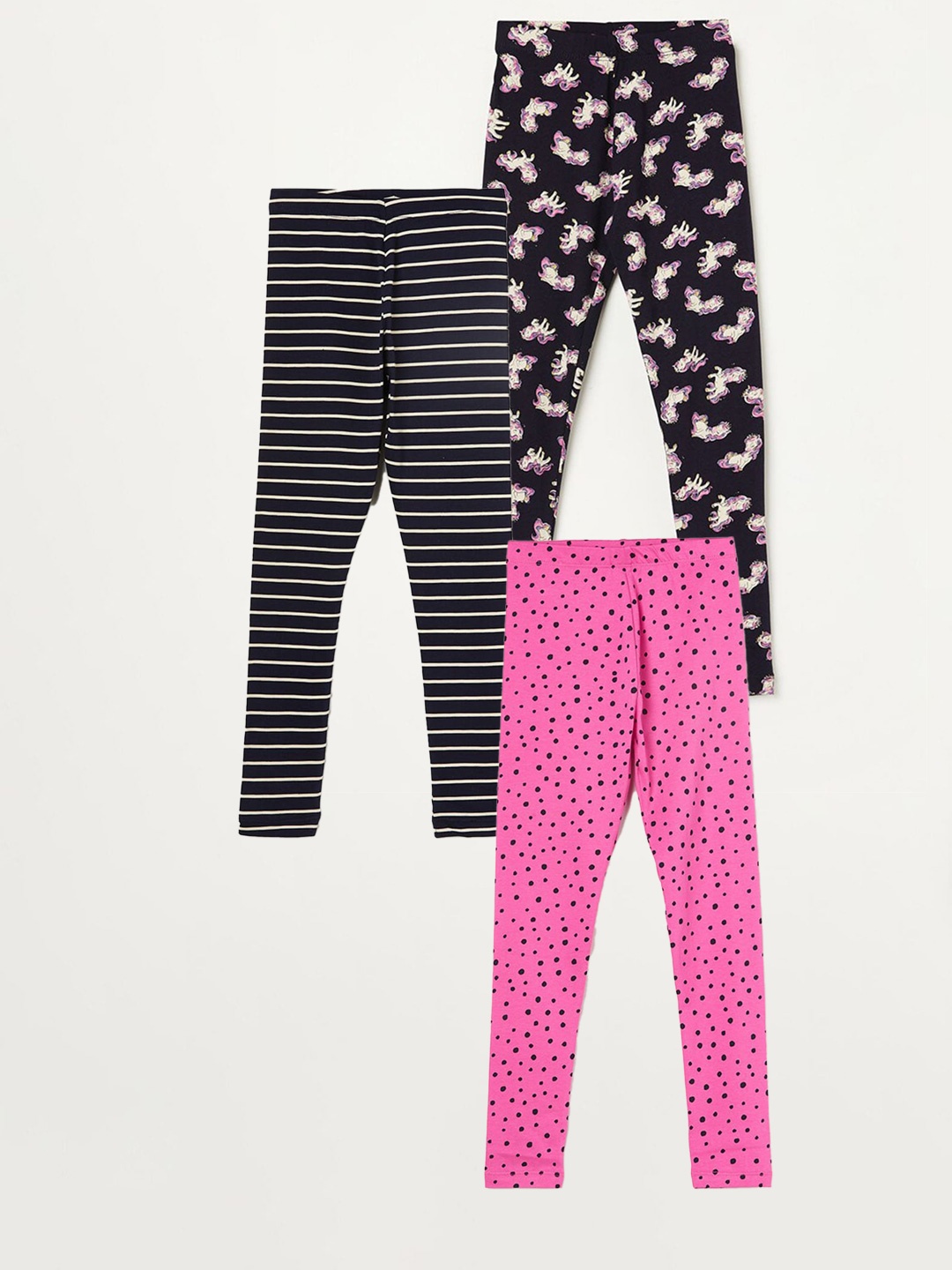 

Fame Forever by Lifestyle Girls Pack Of 3 Printed Cotton Leggings, Pink
