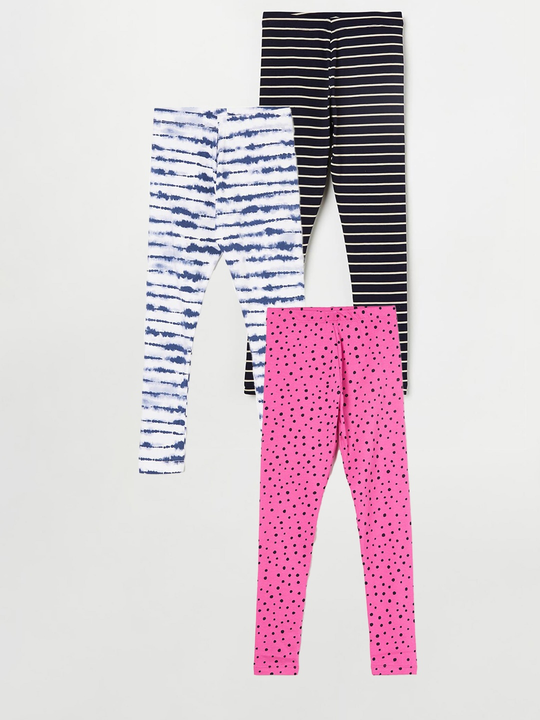 

Fame Forever by Lifestyle Girls Pack Of 3 Printed Cotton Leggings, Pink