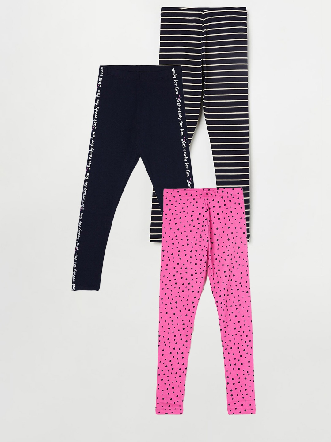 

Fame Forever by Lifestyle Girls Pack Of 3 Printed Cotton Leggings, Pink