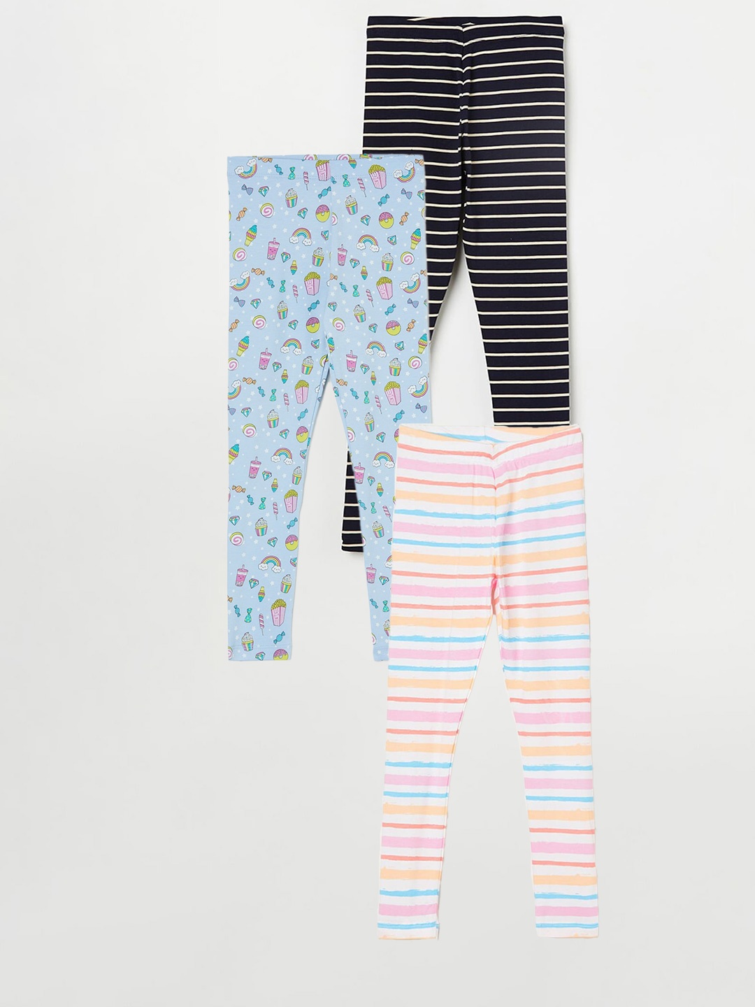 

Fame Forever by Lifestyle Girls Pack Of 3 Printed Cotton Leggings, White