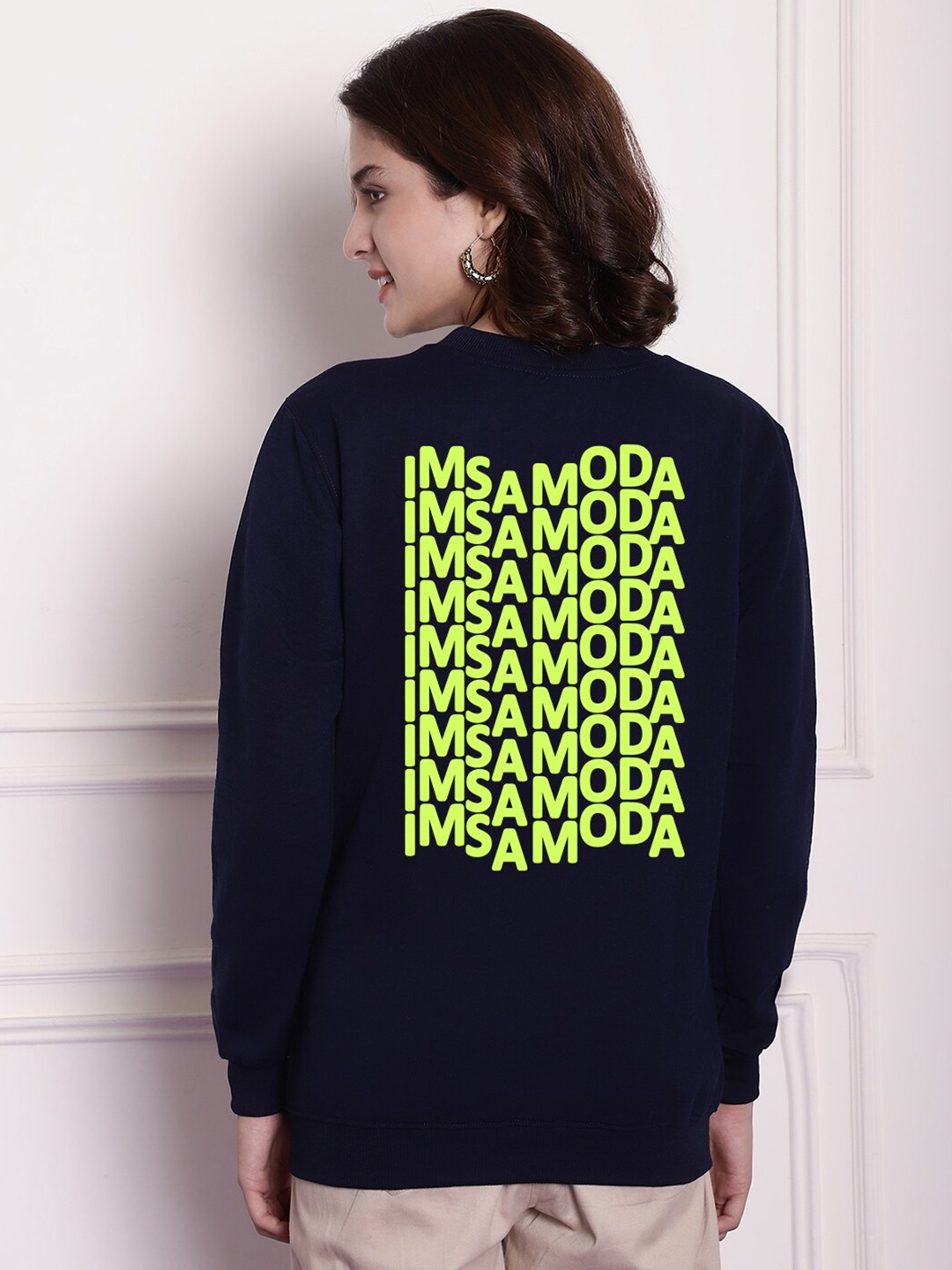 

Imsa Moda Typography Printed Sweatshirt, Navy blue