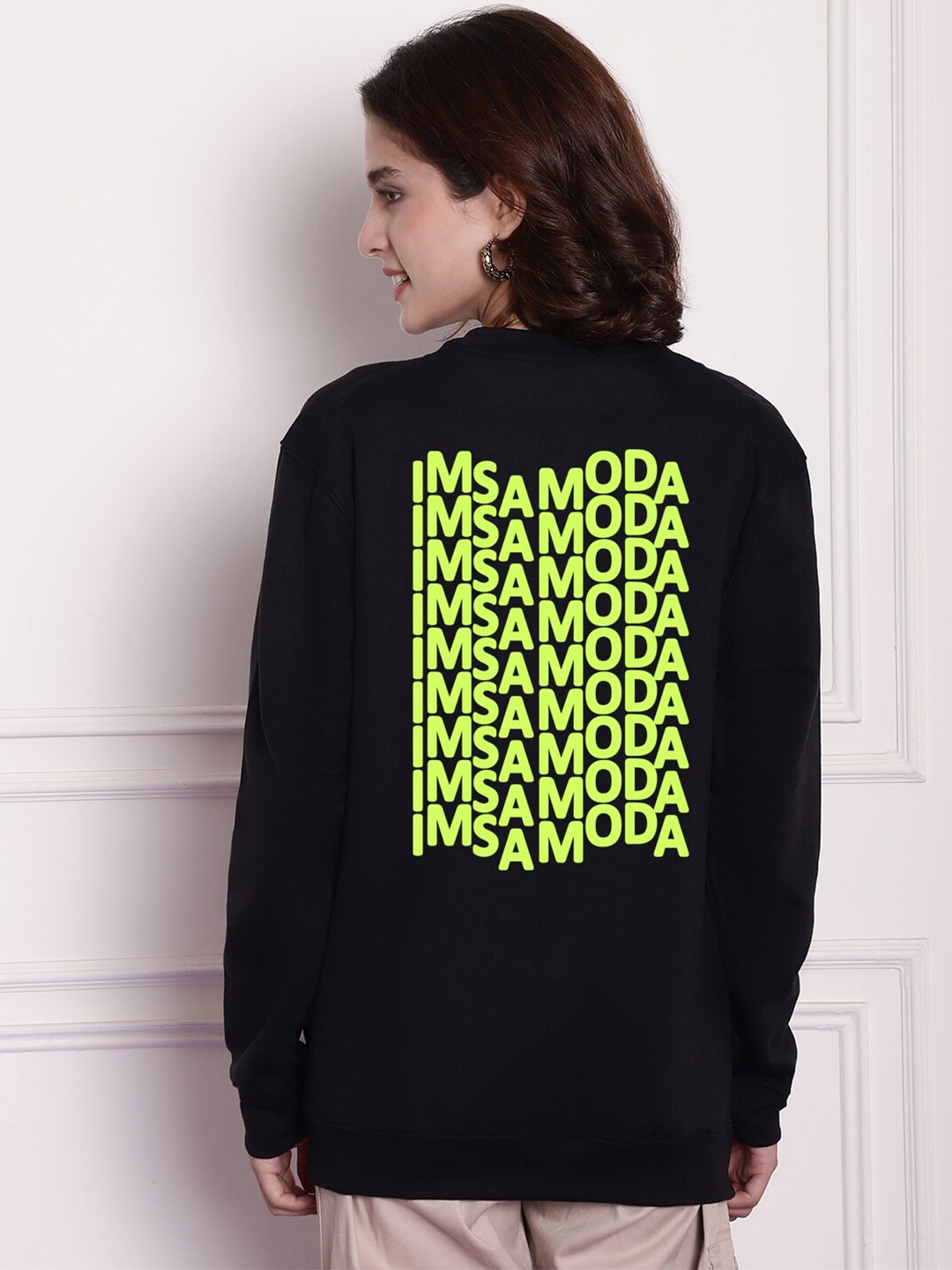 

Imsa Moda Typography Printed Sweatshirt, Black