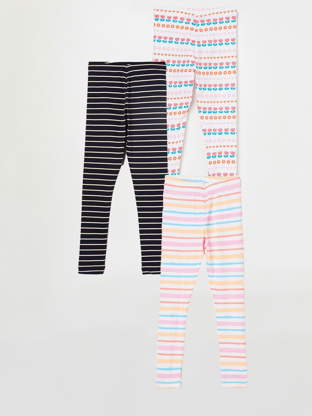 

Fame Forever by Lifestyle Girls Pack Of 3 Printed Cotton Leggings, White