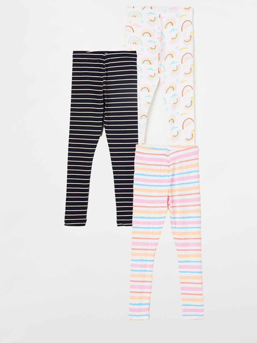 

Fame Forever by Lifestyle Girls Pack Of 3 Printed Cotton Leggings, White