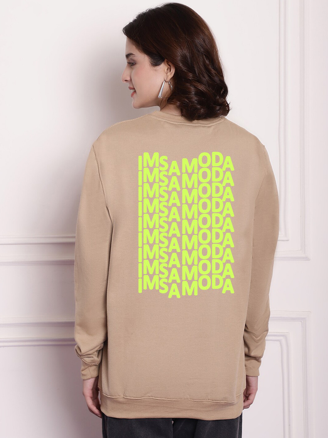 

Imsa Moda Typography Printed Sweatshirt, Beige