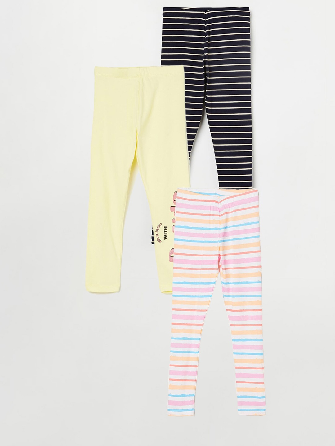

Fame Forever by Lifestyle Girls Pack Of 3 Printed Cotton Leggings, White
