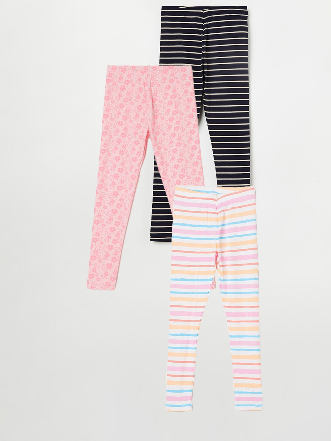 Fame Forever by Lifestyle Girls Pack Of 3 Printed Cotton Leggings, White