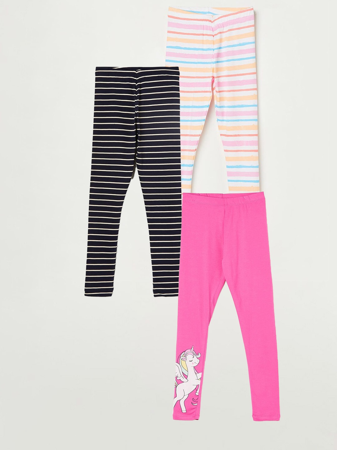 

Fame Forever by Lifestyle Girls Pack Of 3 Printed Cotton Leggings, Pink