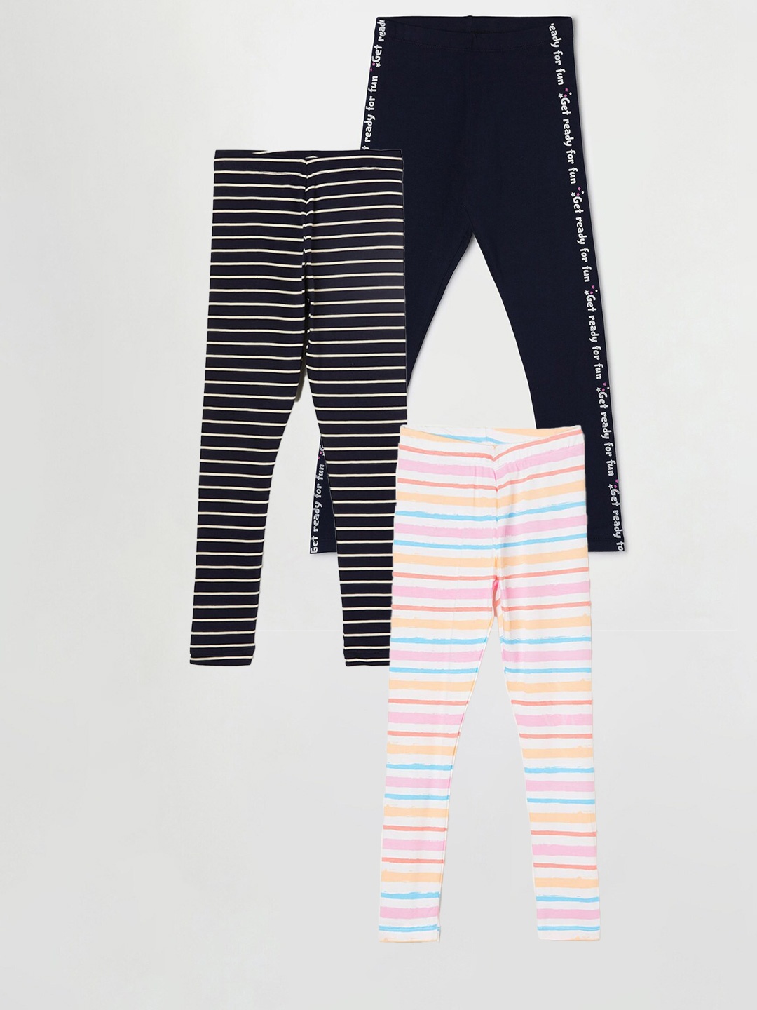 

Fame Forever by Lifestyle Girls Pack Of 3 Printed Cotton Leggings, White