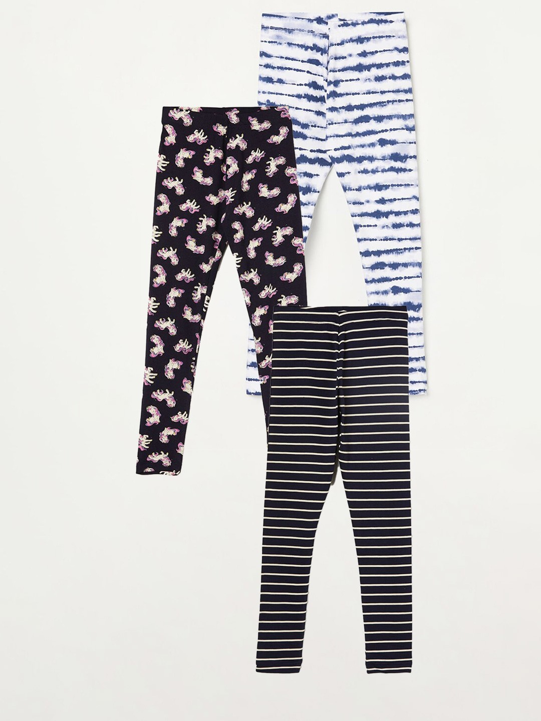 

Fame Forever by Lifestyle Girls Pack Of 3 Printed Cotton Leggings, Blue