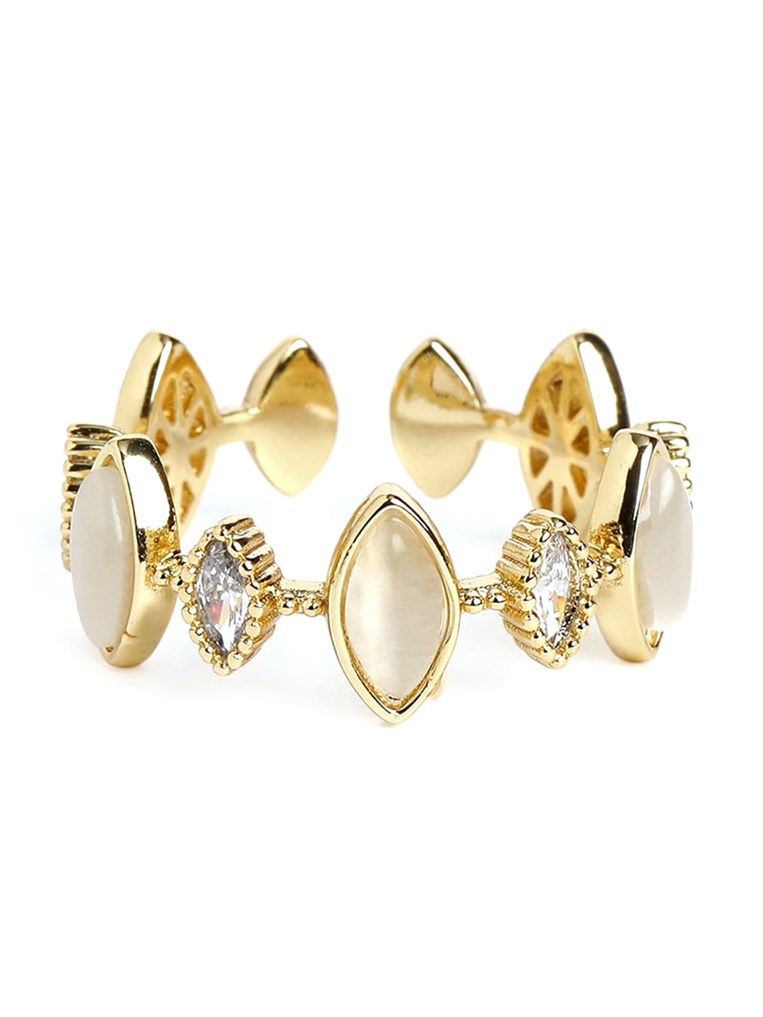 

Tipsyfly Gold-Plated Crystal Studded Finger Ring