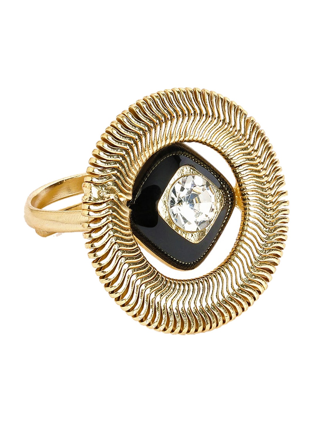 

Tipsyfly Gold-Plated Crystal Studded Finger Ring