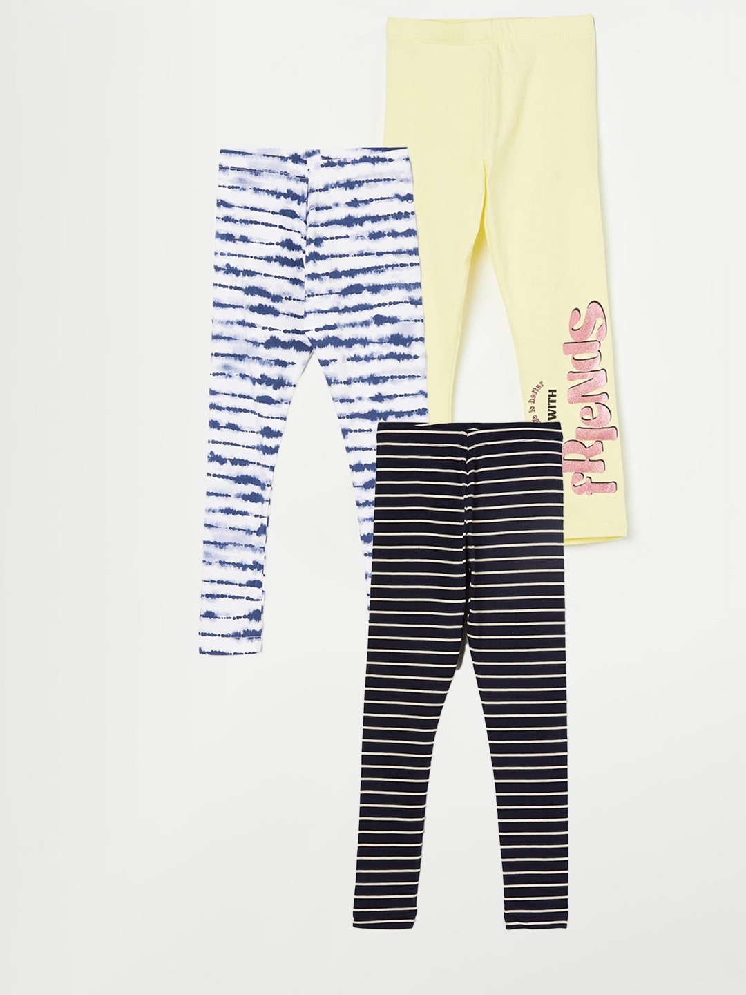 

Fame Forever by Lifestyle Girls Pack Of 3 Printed Cotton Leggings, Blue