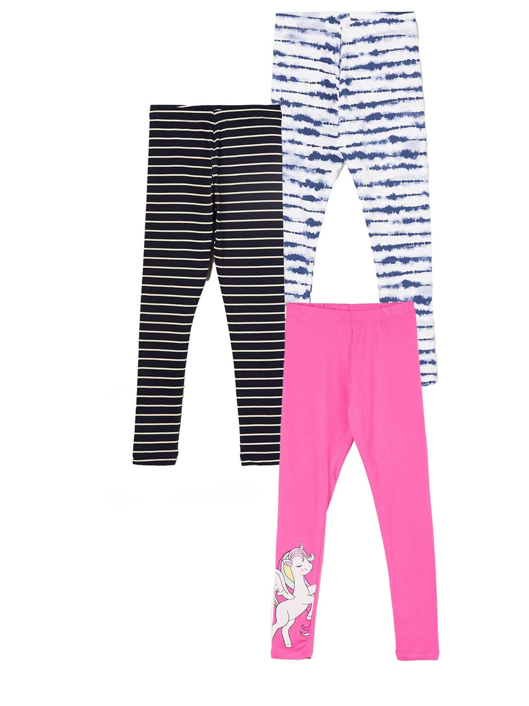 

Fame Forever by Lifestyle Girls Pack Of 3 Printed Cotton Leggings, Pink