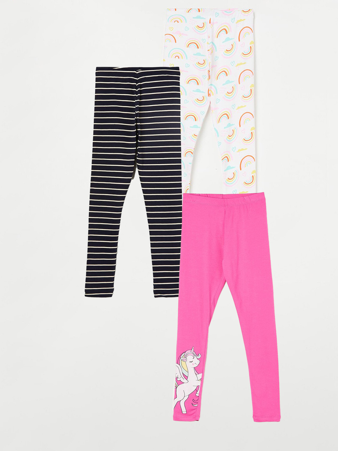 

Fame Forever by Lifestyle Girls Pack Of 3 Printed Cotton Leggings, Pink