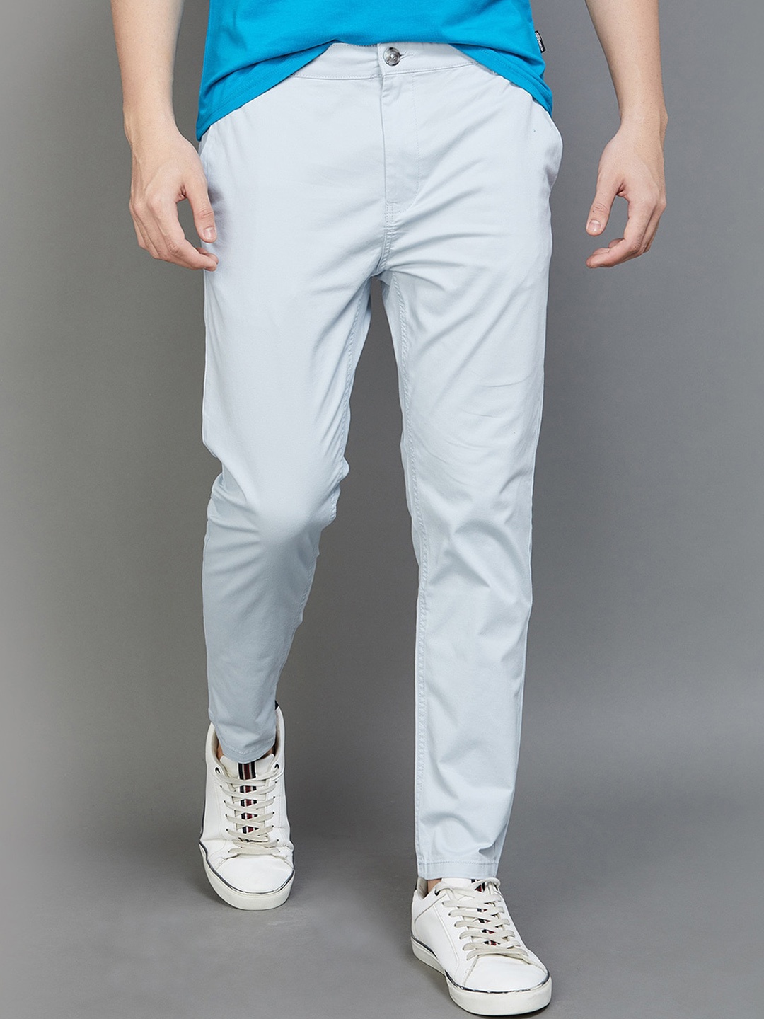

Fame Forever by Lifestyle Men Cotton Plain Flat-Front Trousers, Blue