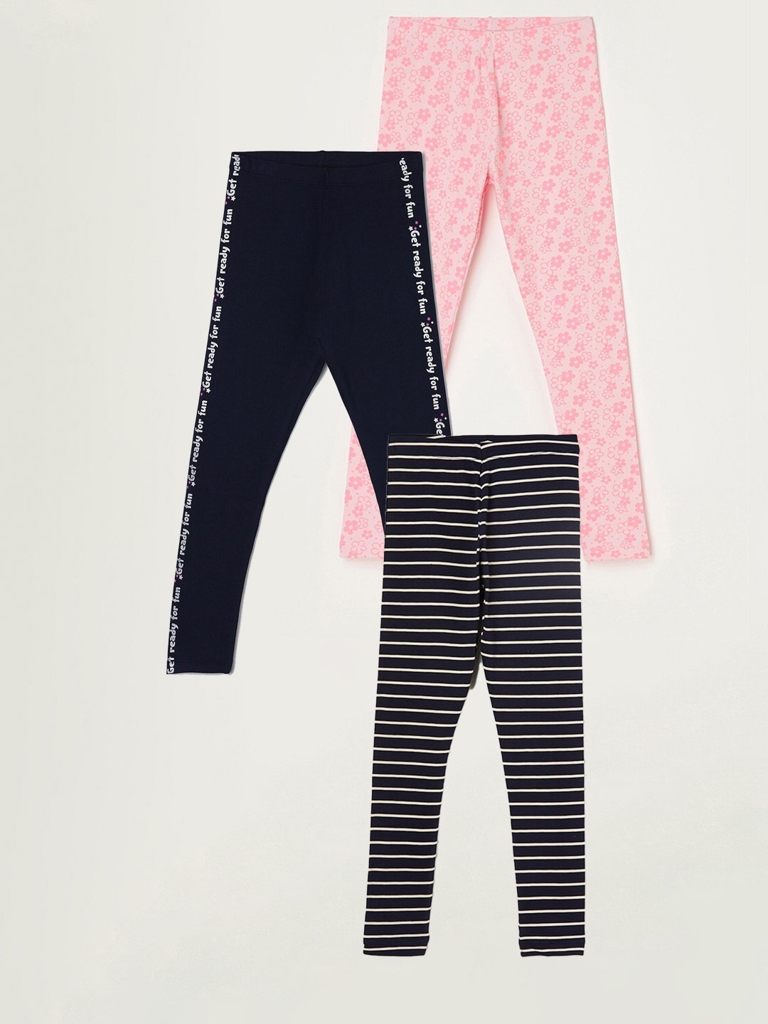 

Fame Forever by Lifestyle Girls Pack Of 3 Printed Cotton Leggings, Blue