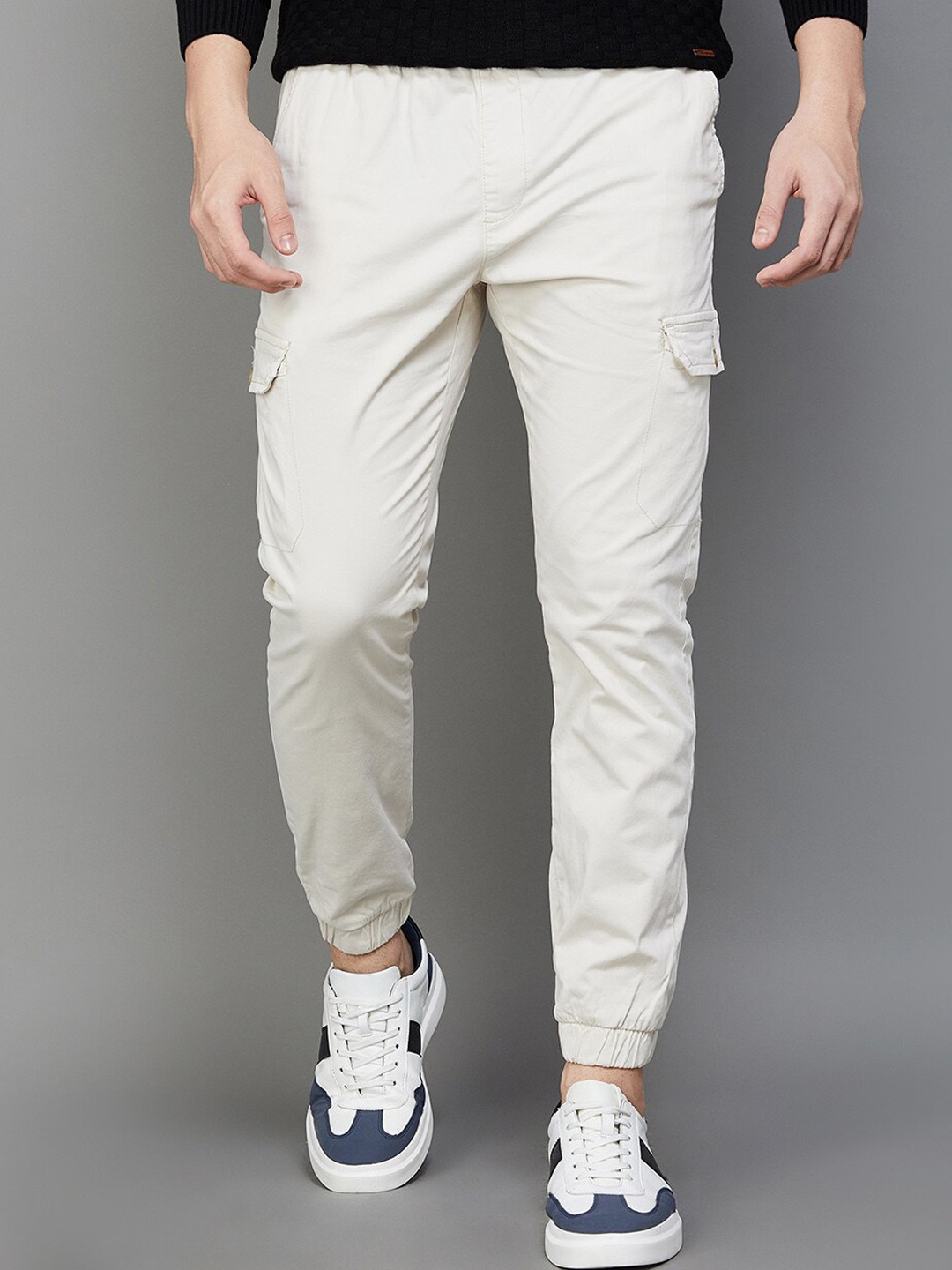 

Fame Forever by Lifestyle Men Cotton Plain Flat-Front Joggers, Beige