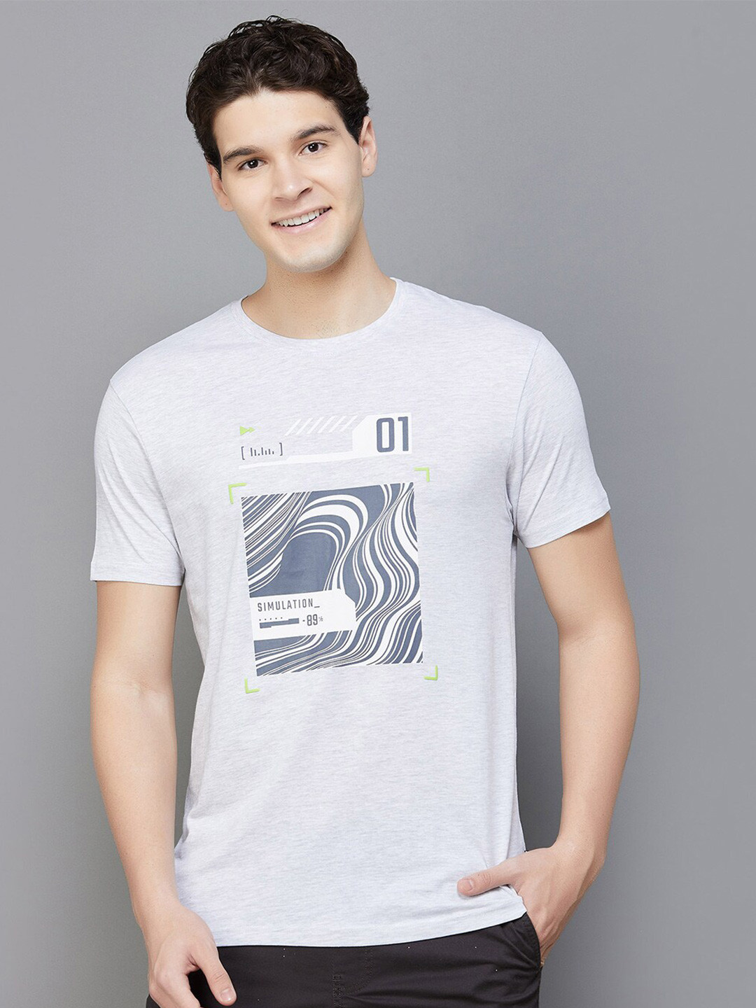 

Fame Forever by Lifestyle Typography Printed Round Neck Casual Knitted Cotton T-shirt, Grey melange