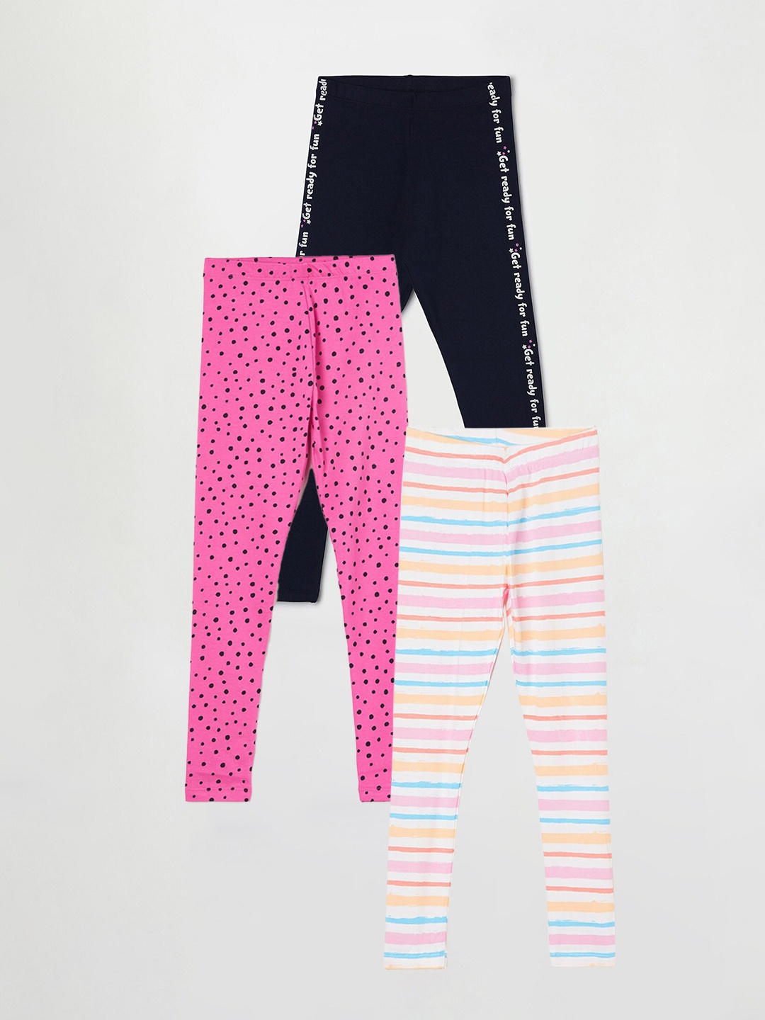 

Fame Forever by Lifestyle Girls Pack Of 3 Printed Leggings, White
