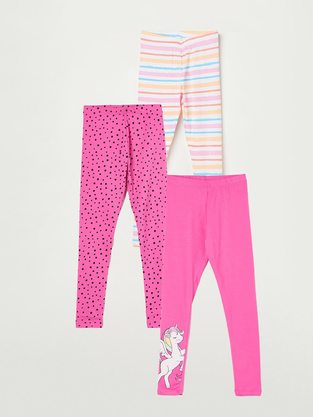 

Fame Forever by Lifestyle Girls Pack Of 3 Printed Leggings, Pink