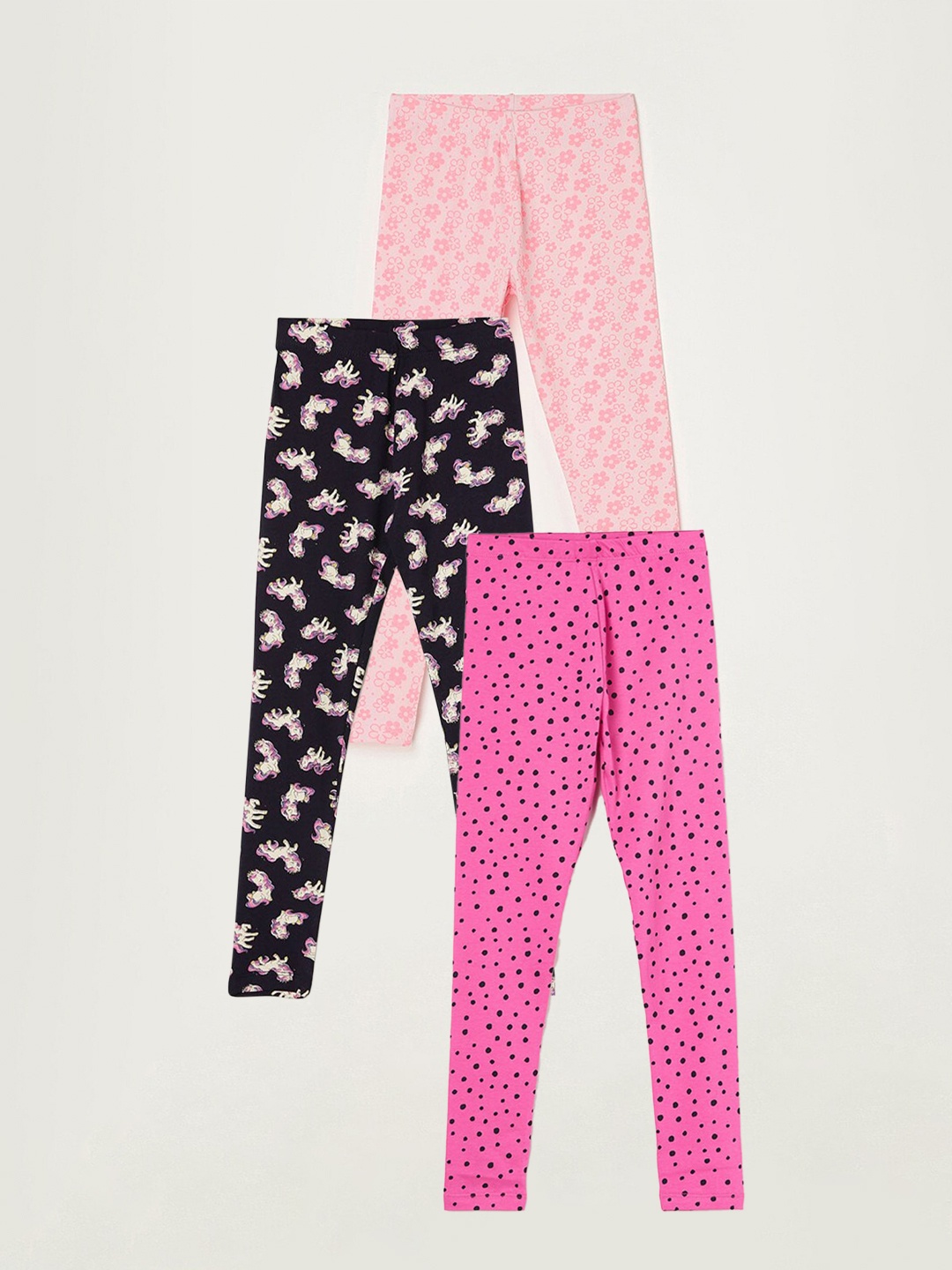

Fame Forever by Lifestyle Girls Pack Of 3 Printed Leggings, Pink