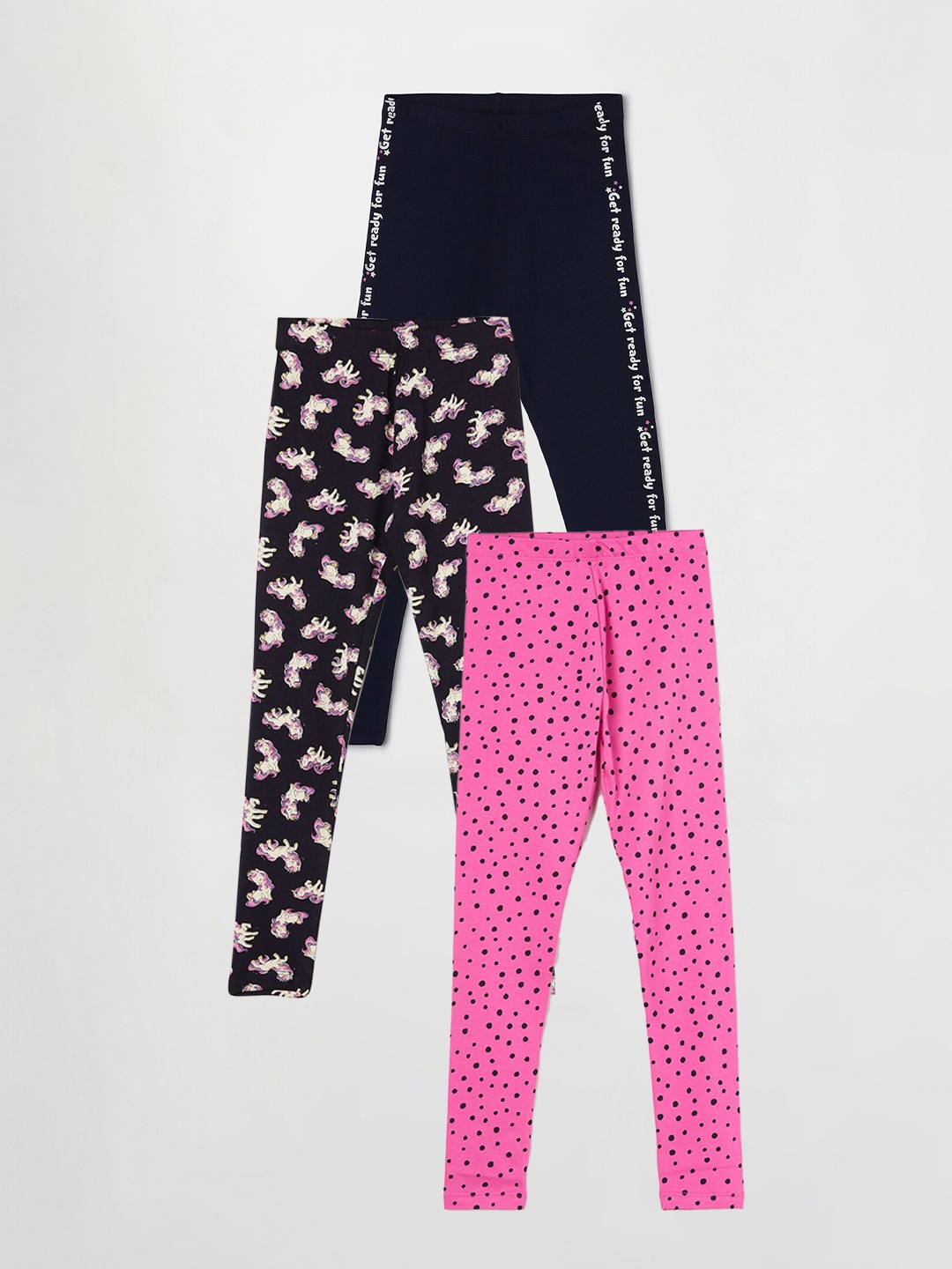 

Fame Forever by Lifestyle Girls Pack Of 3 Printed Leggings, Pink