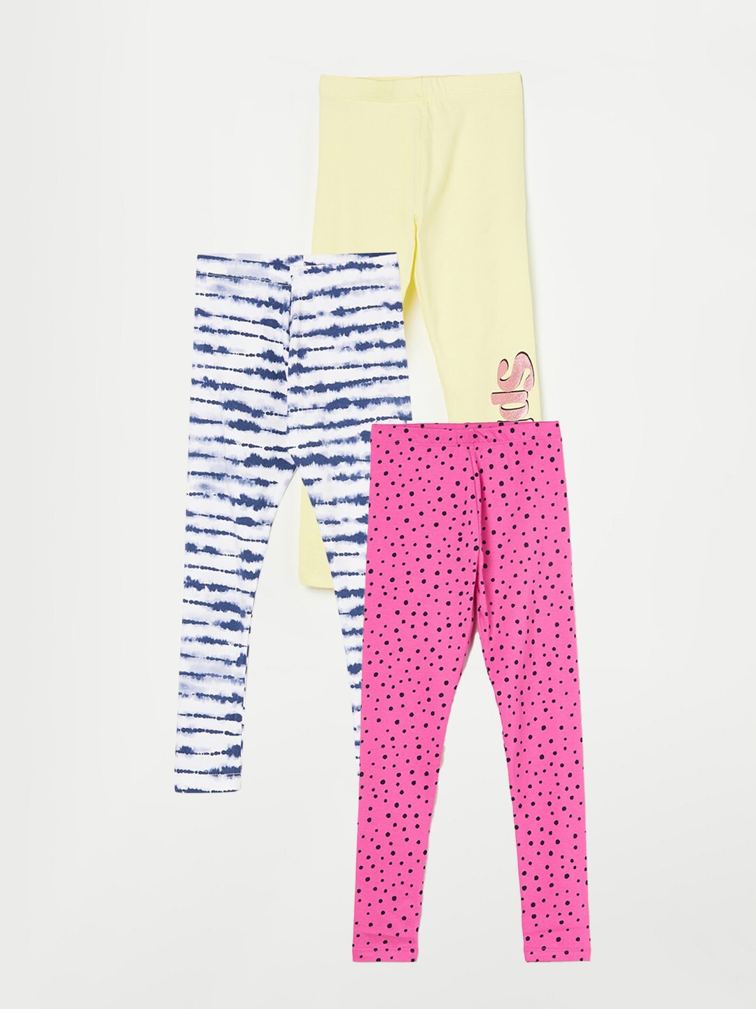 

Fame Forever by Lifestyle Girls Pack Of 3 Printed Leggings, Pink