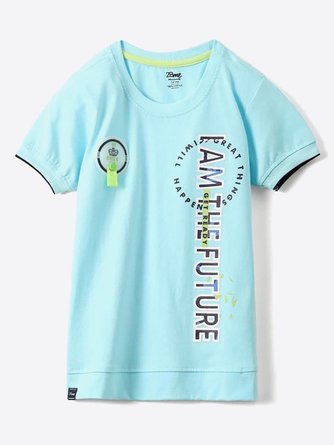 

2Bme Boys Typography Printed Cotton T-shirt, Blue