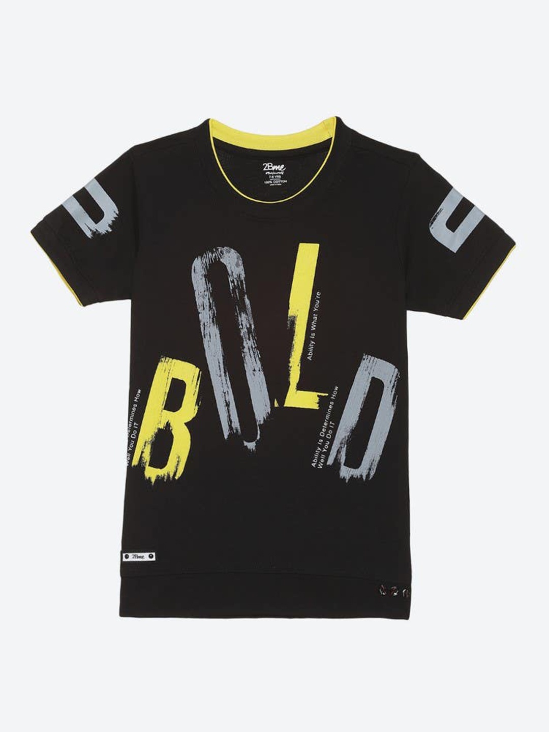 

2Bme Boys Typography Printed Cotton T-shirt, Black