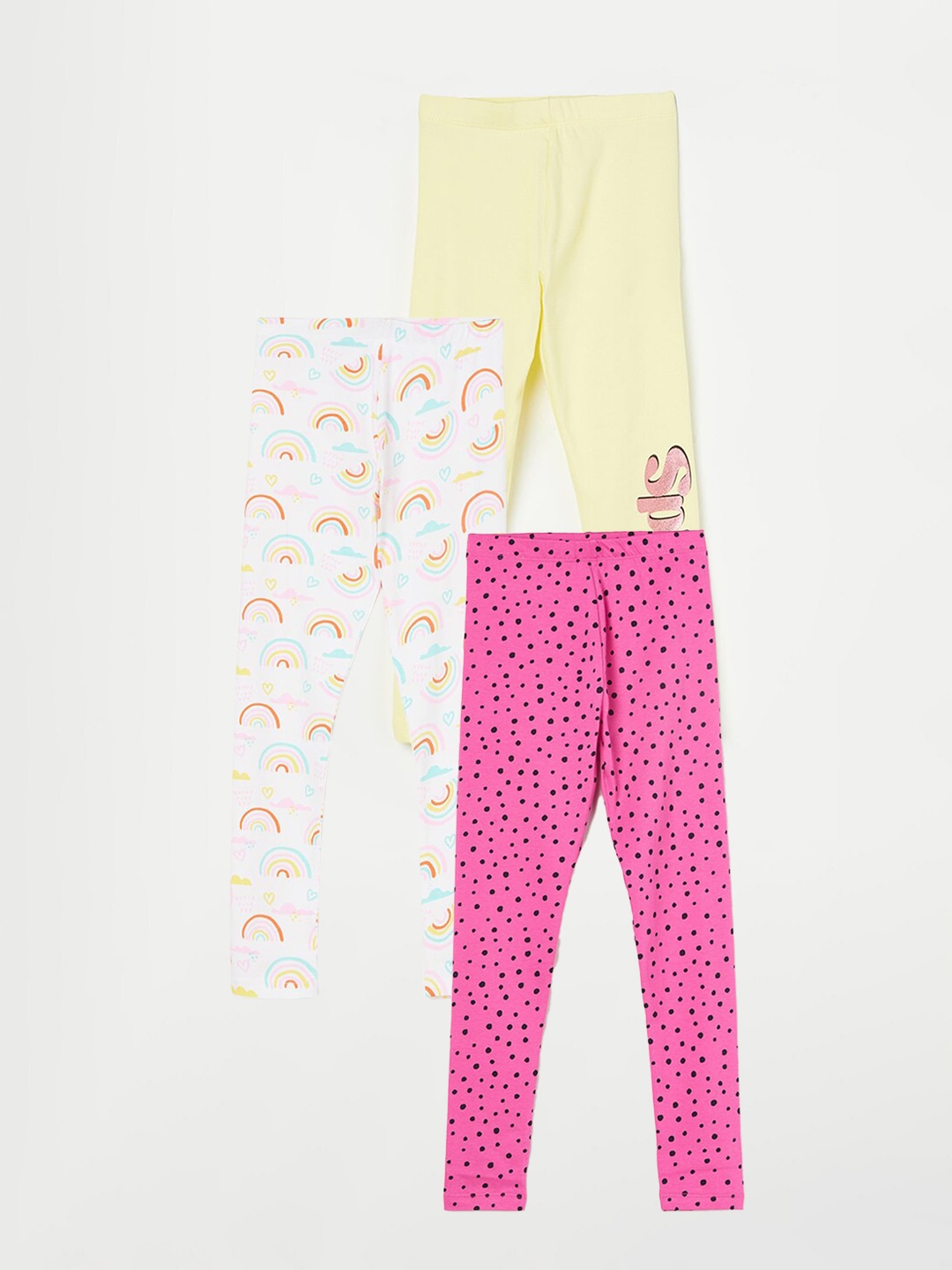 

Fame Forever by Lifestyle Girls Pack Of 3 Printed Leggings, Pink