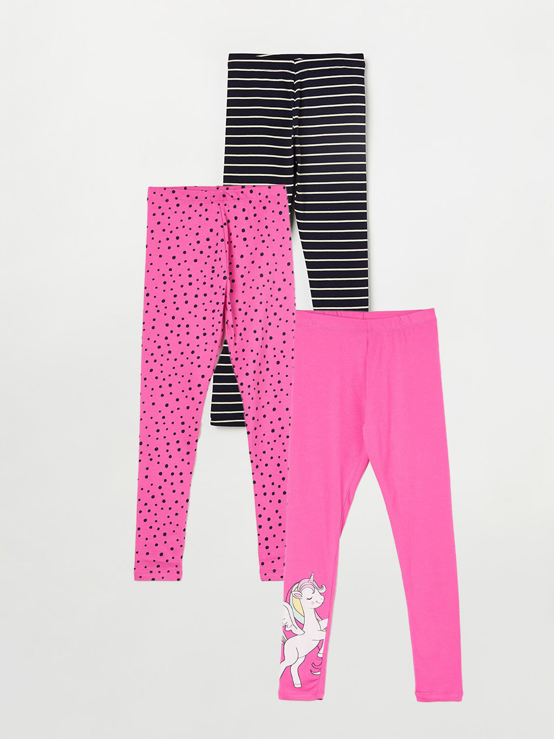 

Fame Forever by Lifestyle Girls Pack Of 3 Printed Leggings, Pink