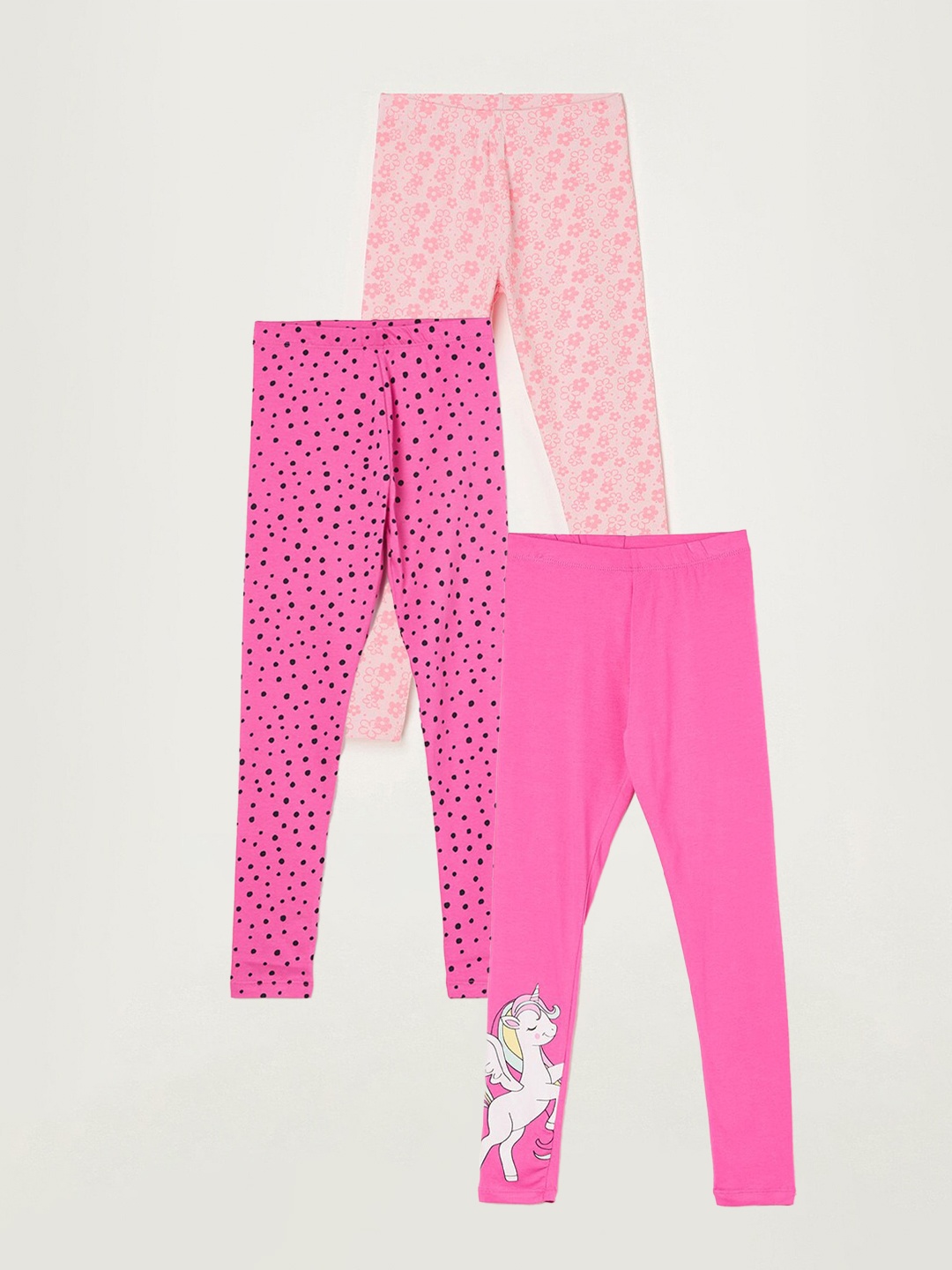 Fame Forever by Lifestyle Girls Pack Of 3 Printed Leggings, Pink
