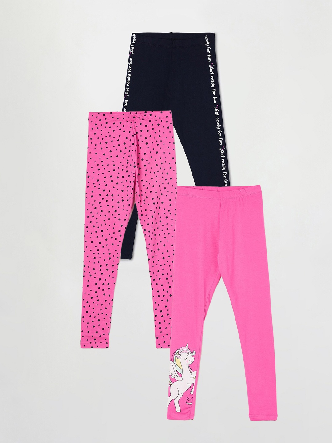 

Fame Forever by Lifestyle Girls Pack Of 3 Printed Leggings, Pink