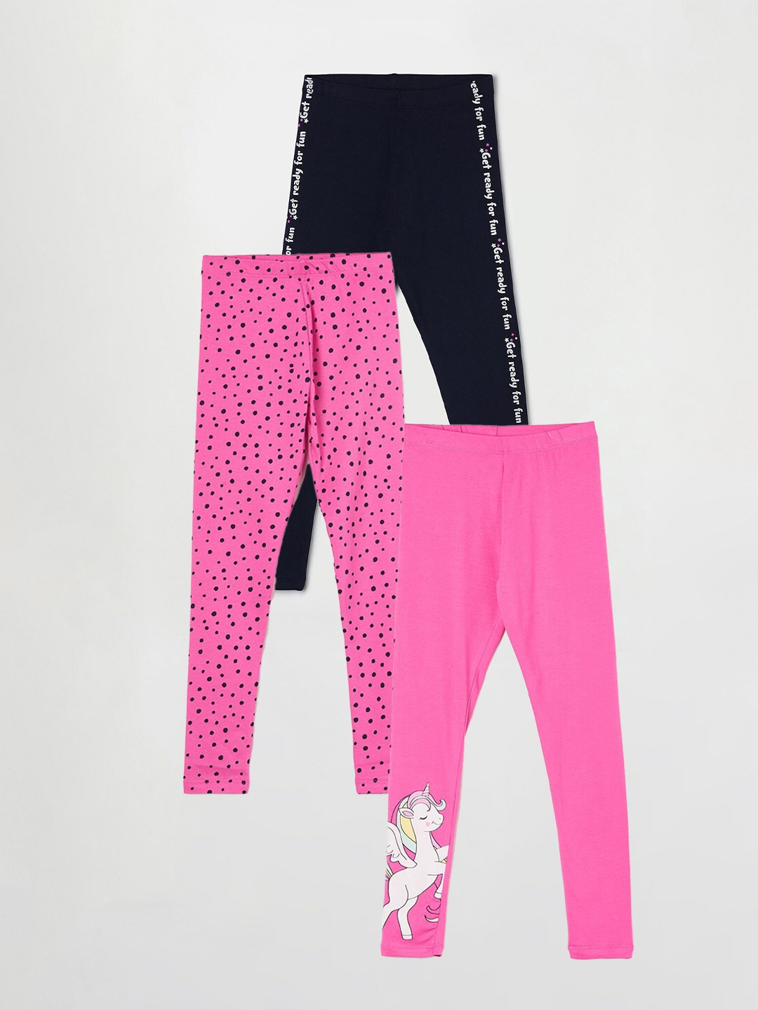 

Fame Forever by Lifestyle Girls Pack Of 3 Printed Leggings, Pink