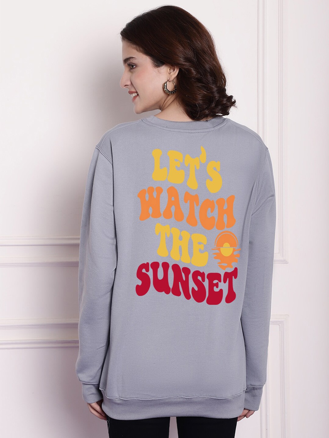 

Imsa Moda Typography Printed Fleece Sweatshirt, Grey