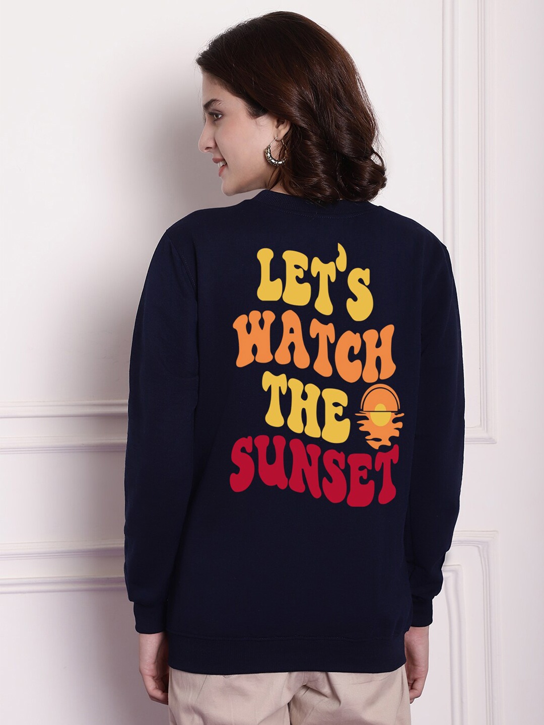 

Imsa Moda Typography Printed Fleece Sweatshirt, Navy blue