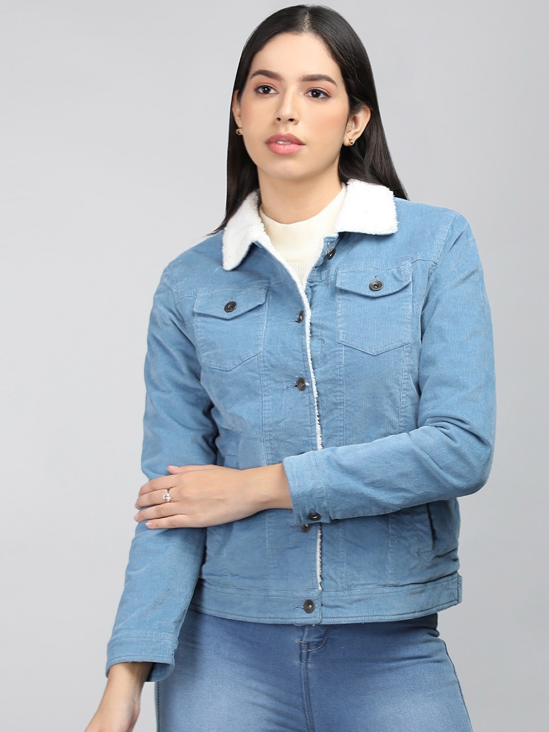 

LURE URBAN Spread Collar Denim Jacket, Blue