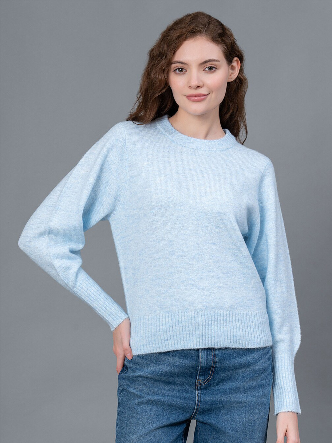 

Red Tape Long Sleeves Round Neck Acrylic Pullover, Blue