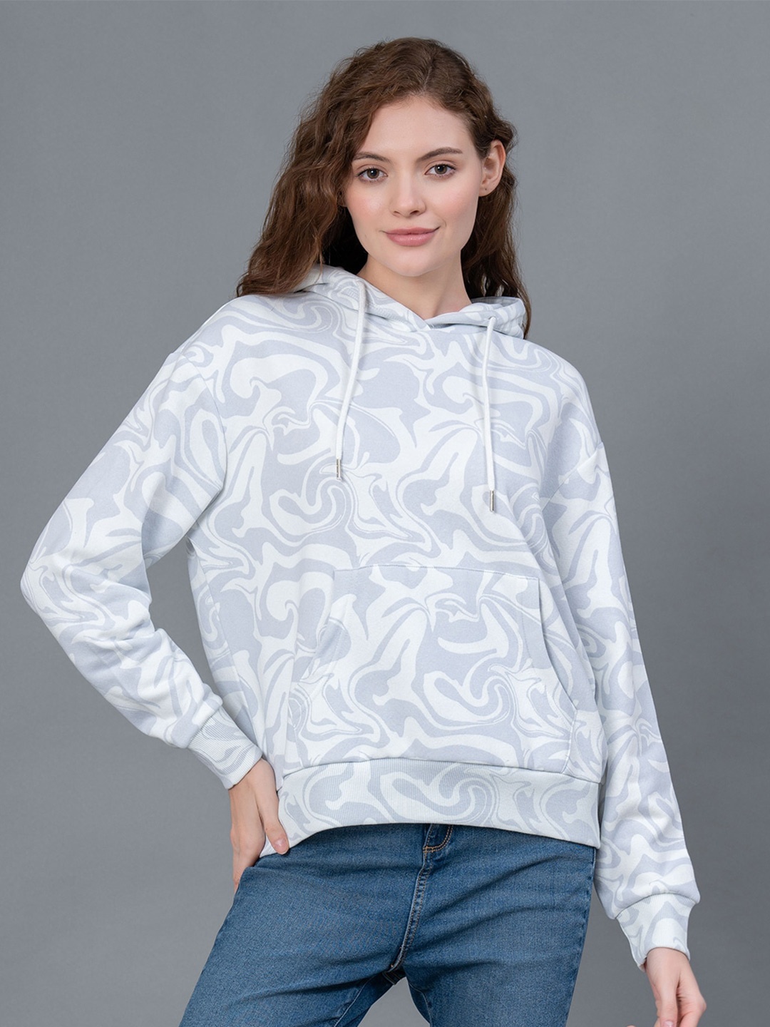 

Red Tape Graphic Print Fleece Hooded Sweatshirt, Off white