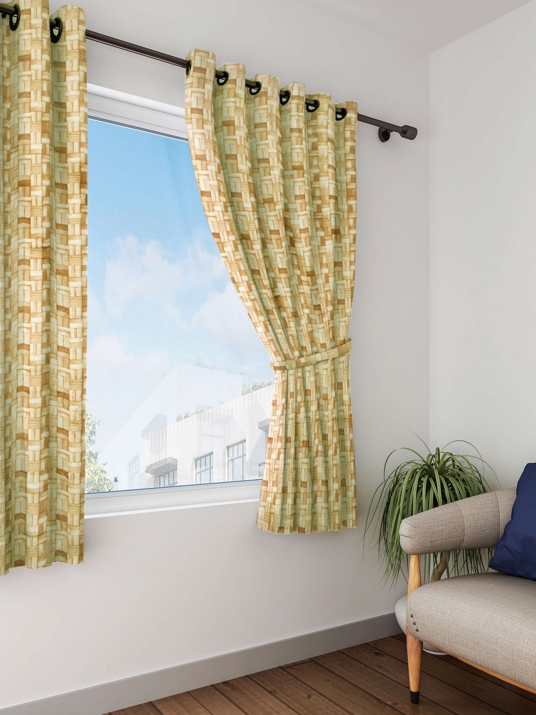 

HOUZZCODE Yellow Set of Single Window Curtains