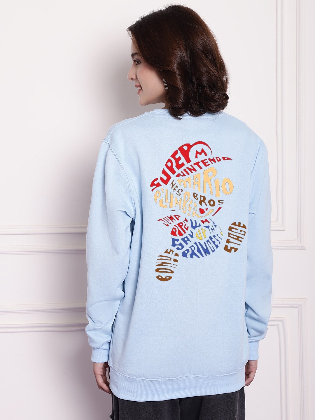 

Imsa Moda Typography Printed Fleece Sweatshirt, Blue