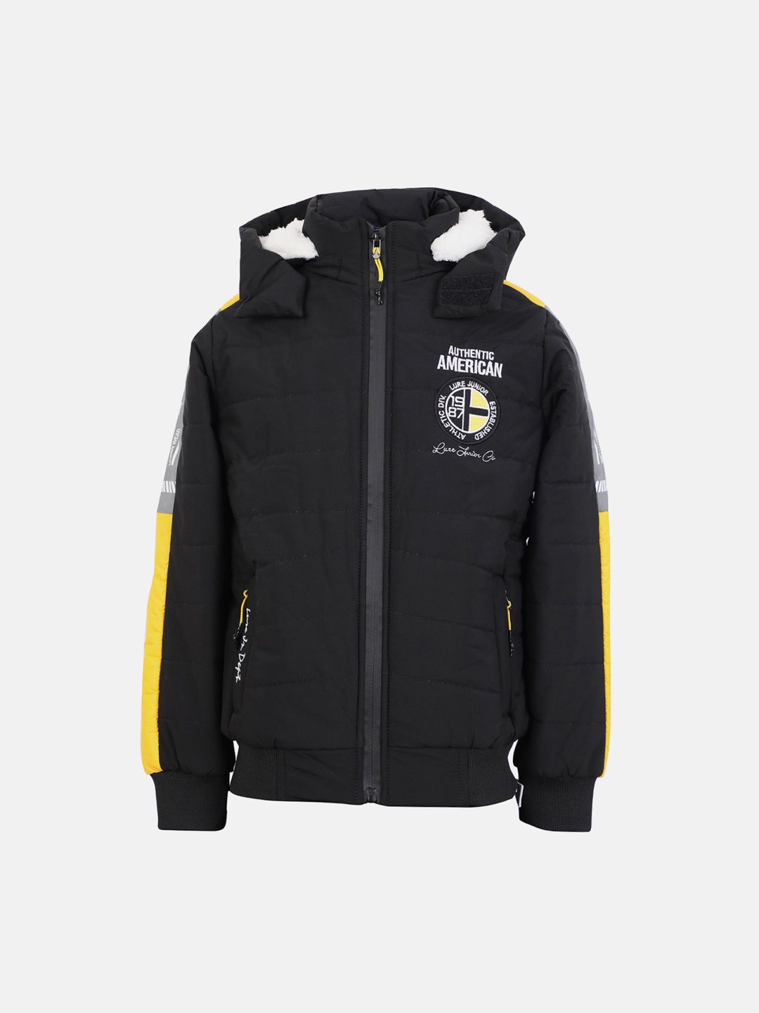 

LURE JUNIOR Boys Longline Hooded Padded Jacket, Black