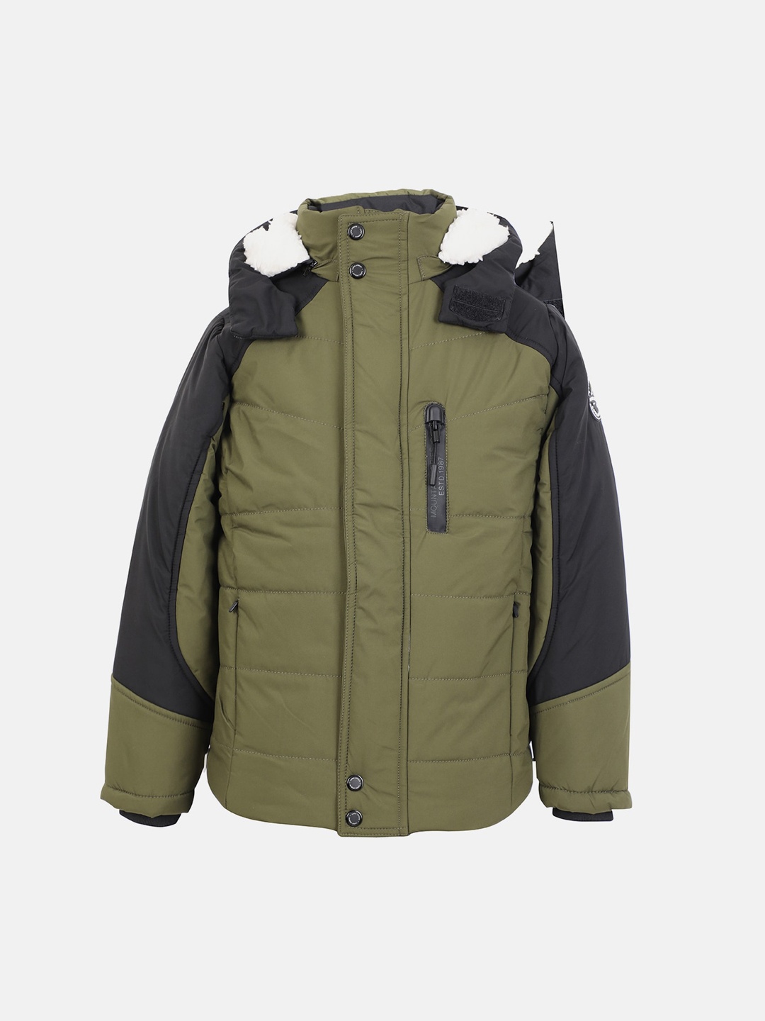 

LURE JUNIOR Boys Longline Hooded Padded Jacket, Green