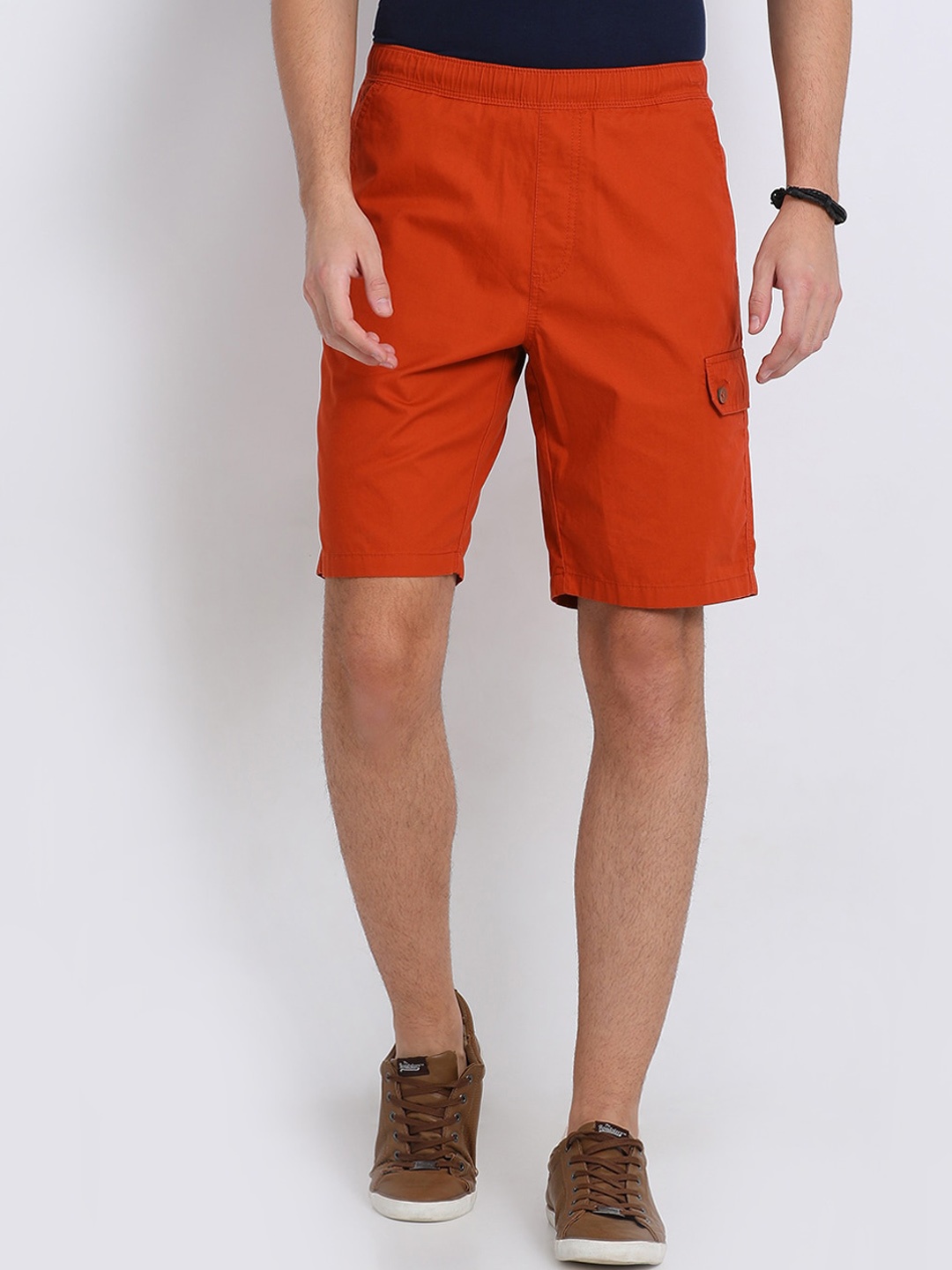 

t-base Men Mid Rise Cotton Chino Shorts, Rust