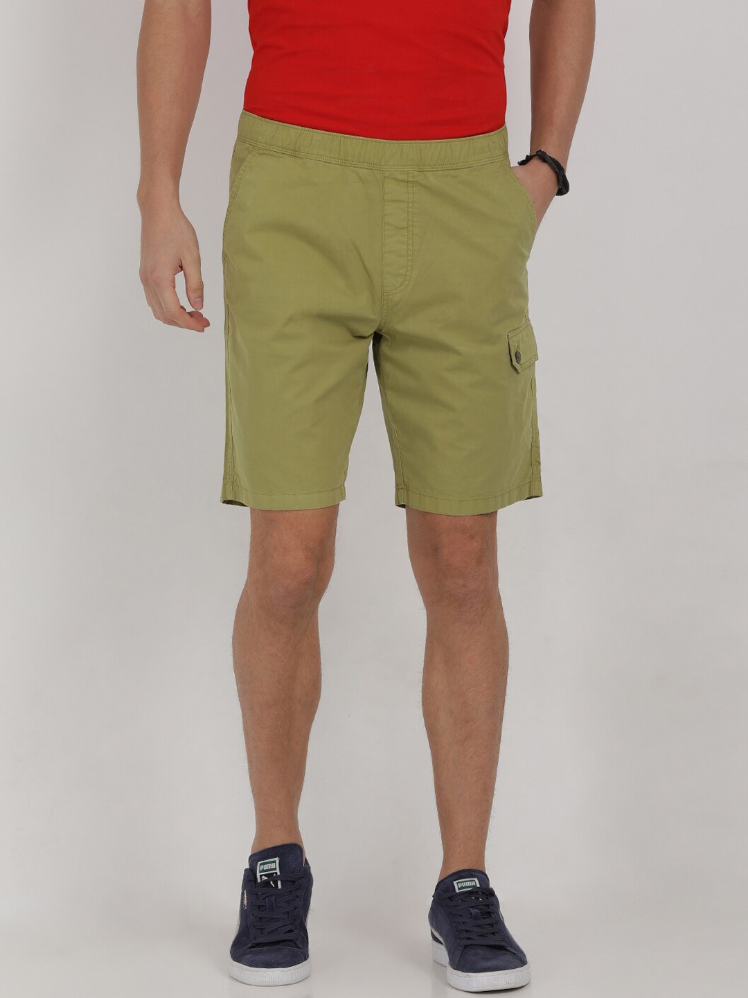 

t-base Men Cotton Regular Shorts, Green