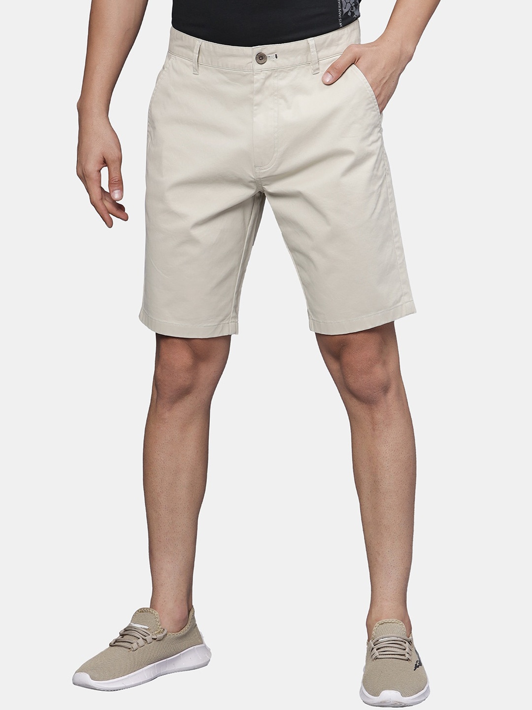 

t-base Men Mid-Rise Cotton Shorts, Grey