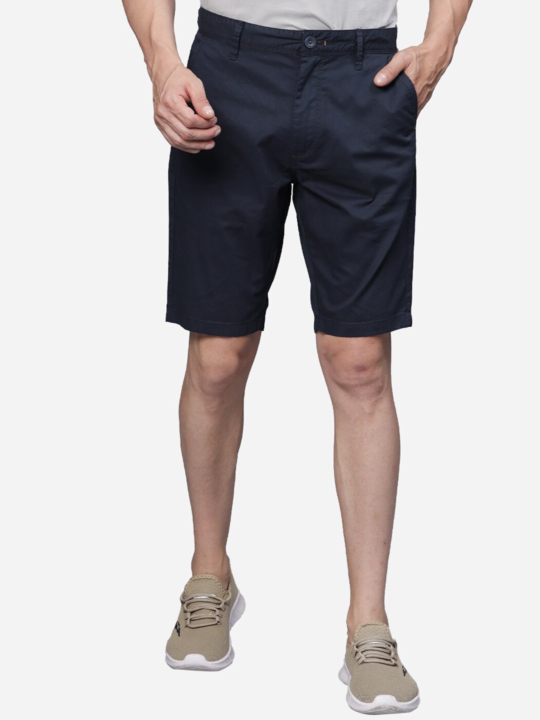 

t-base Men Mid-Rise Cotton Chino Shorts, Navy blue